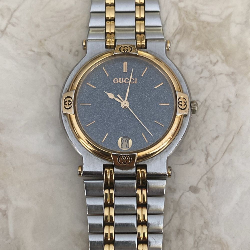 Vintage GUCCI 9000M Gold Plated & Stainless Steel Wristwatch - Unisex - Picture 5 of 16